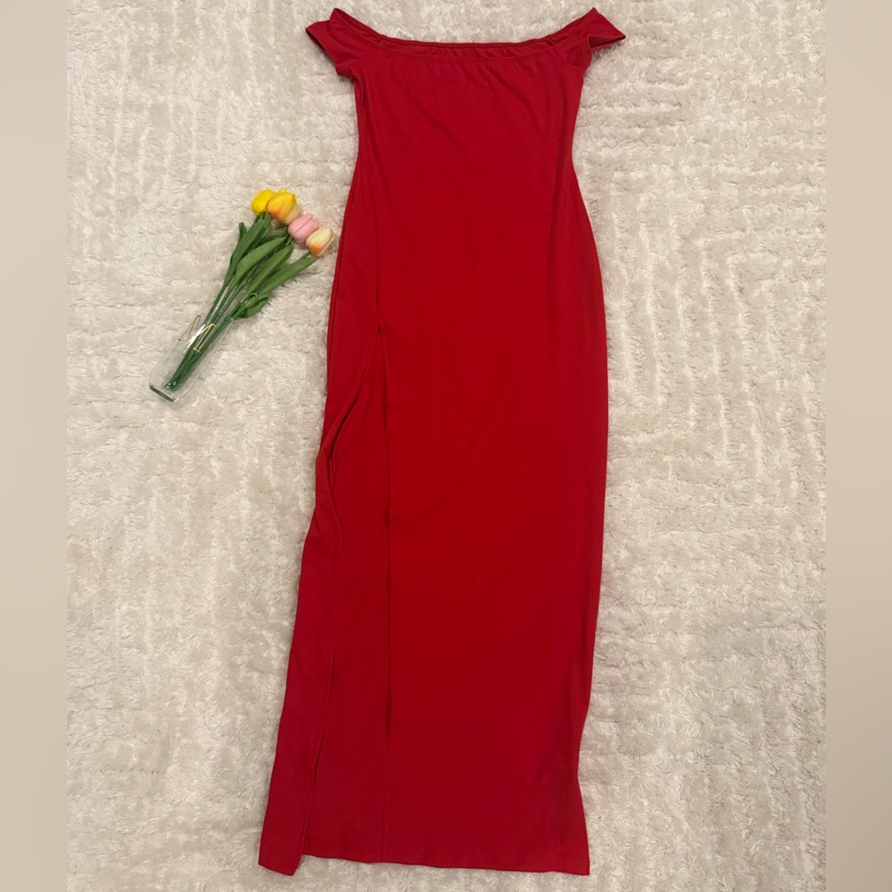 SHEIN Strapless Red Dress